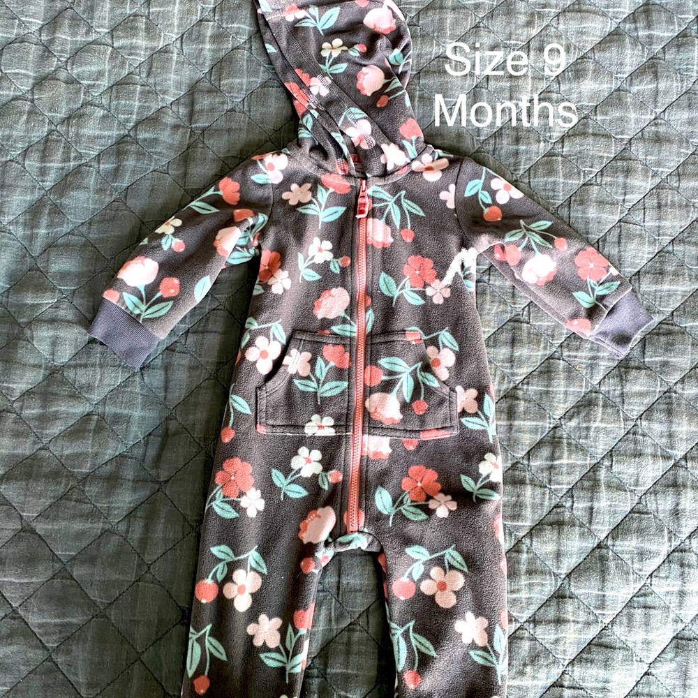 Baby Girl Zippered Fleece Onesie